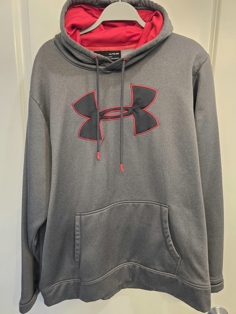 Under Armour ColdGear Men's Gray Solid Logo Pullover Hoodie Loose Fit XL